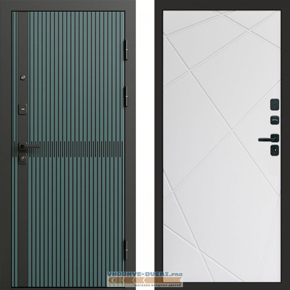 Входная дверь ГРАУНД Velutto Verde Бетон Лучи белый